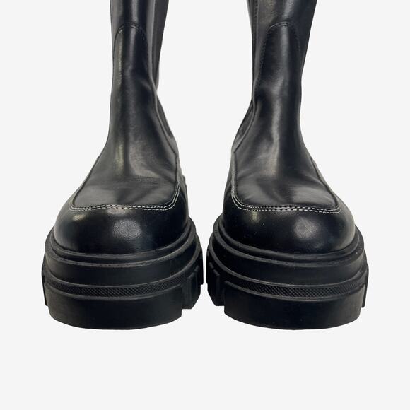 Marc Fisher LTD Morgan Black Leather Lug Sole Chelsea Boots 7.5 Chunky Platform - Picture 9 of 10